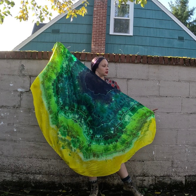 Green and Yellow Geode Weighted Veil