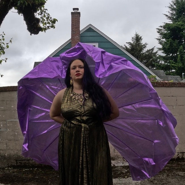 Purple Lamé Fishbone Fans