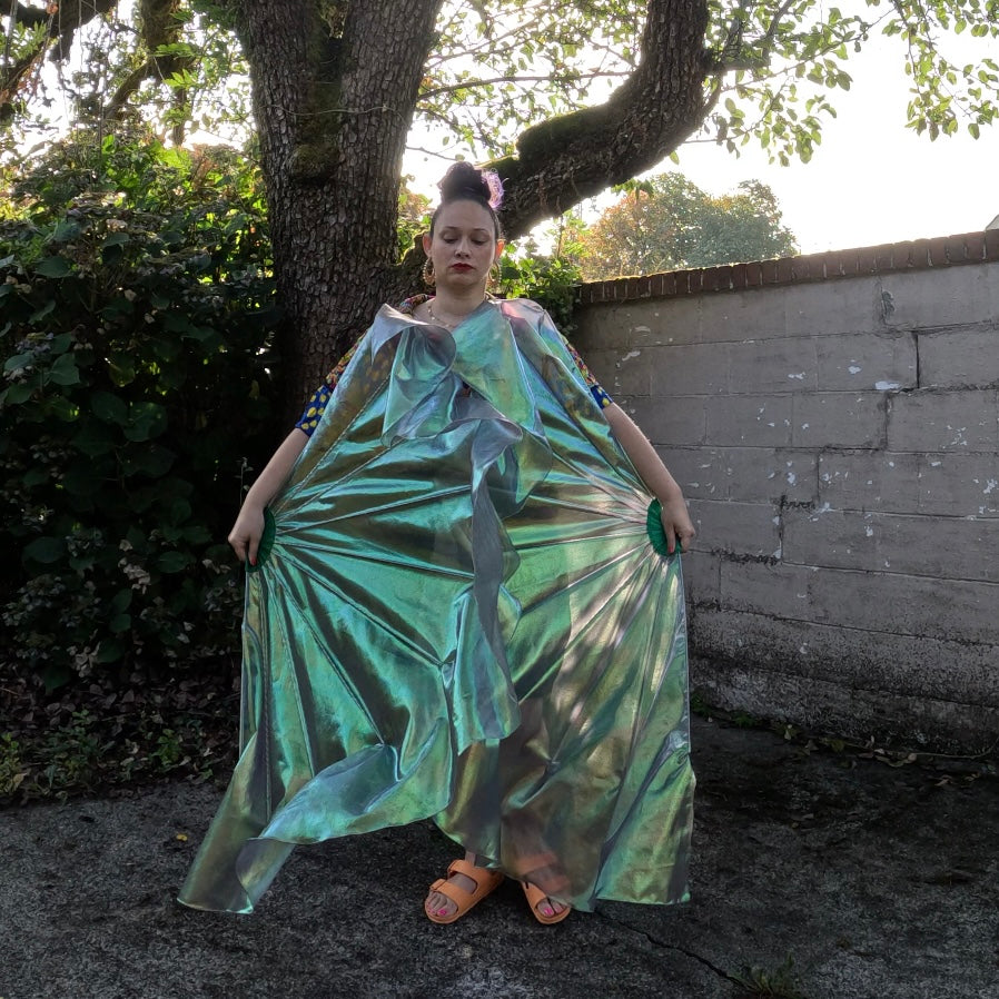 Scarab Iridescent Lamé Fishbone Fans