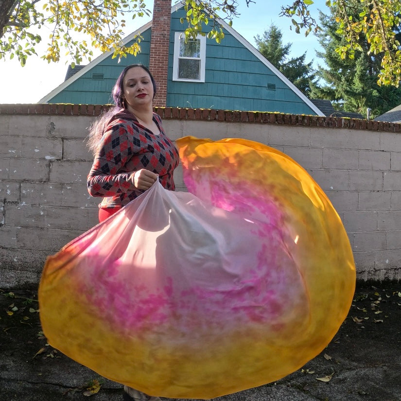 Pink and Ochre Weighted Veil