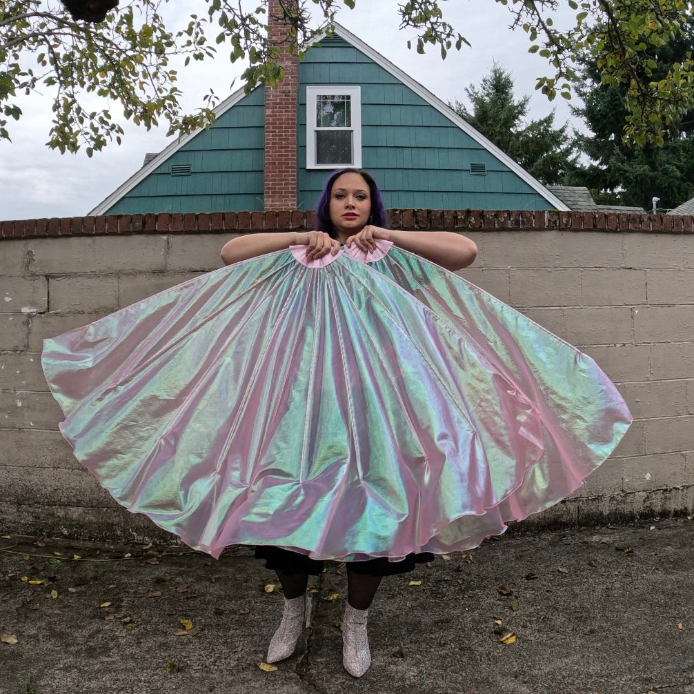 Bubble Gum Iridescent Lamé Fishbone Fans