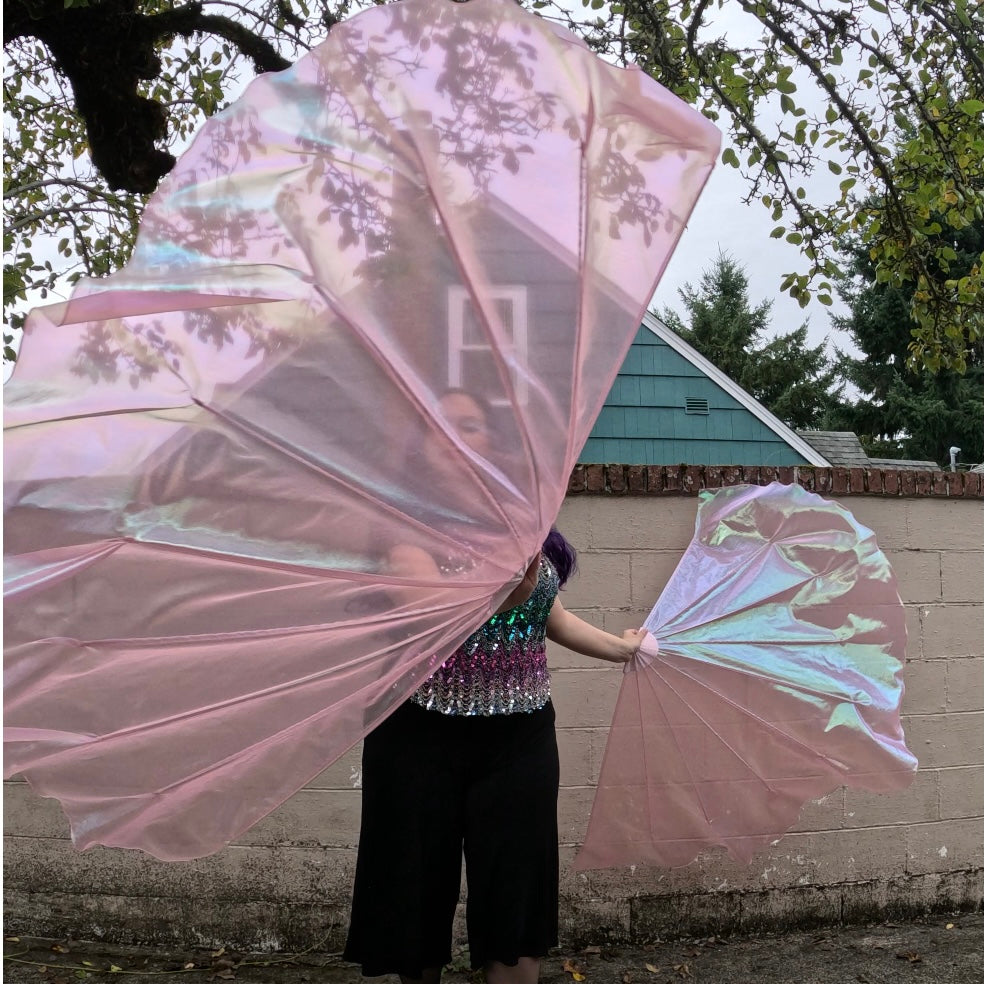 Bubble Gum Iridescent Lamé Fishbone Fans
