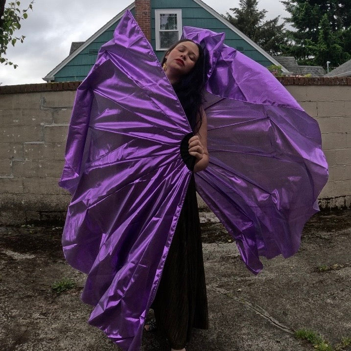 Purple Lamé Fishbone Fans