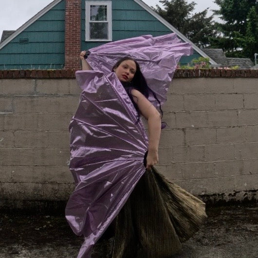 Lilac Lamé Fishbone Fans