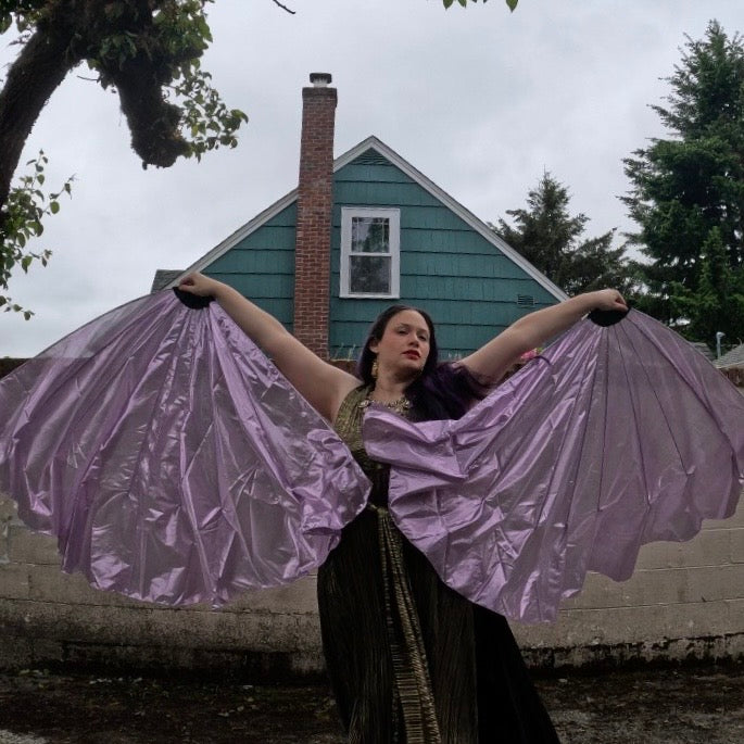 Lilac Lamé Fishbone Fans