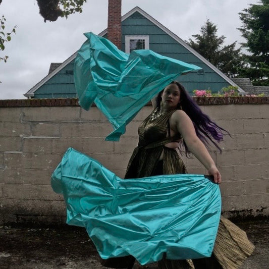 Aqua Lamé Fishbone Fans