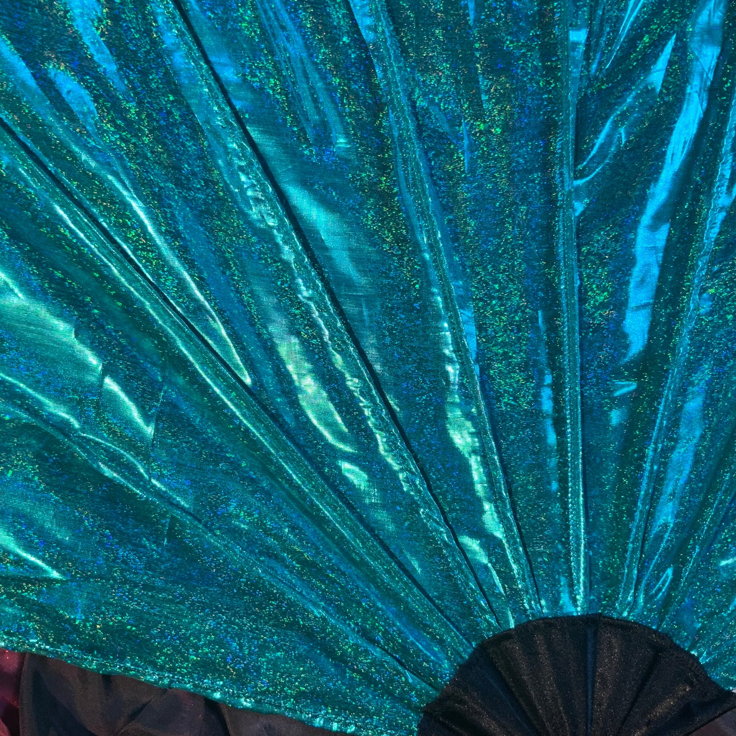 Glitter Teal Lamé Fishbone Fans