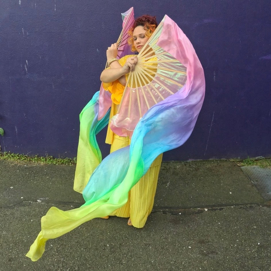 Large Pastel Rainbow Fans