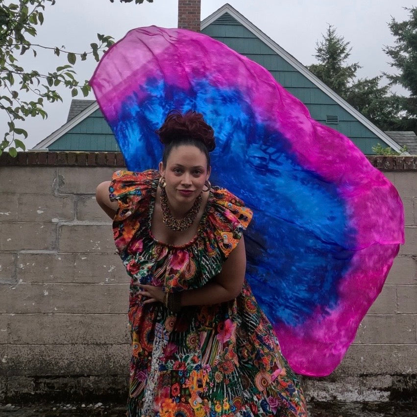 Blue and Fuchsia Weighted Veil