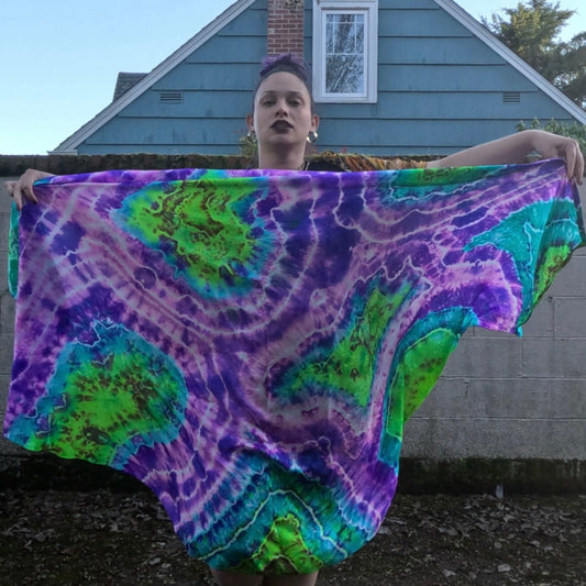 Purple and Green Geode Weighted Veil