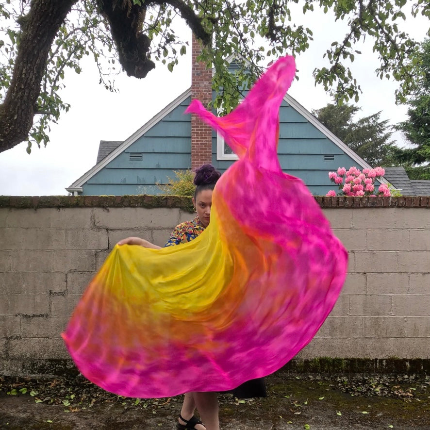 Pink and Yellow Weighted Veil (2 1/2 yards)