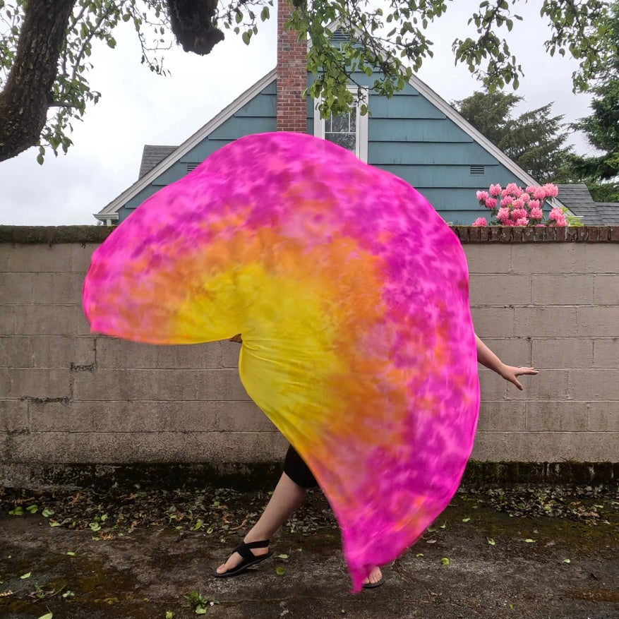 Pink and Yellow Weighted Veil (2 1/2 yards)
