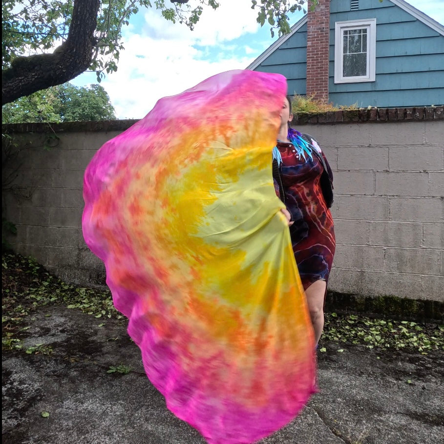 Pink and Yellow Weighted Veil