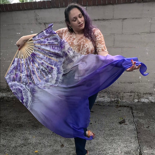 DISCOUNTED Smokey Amethyst XL Silk Fan