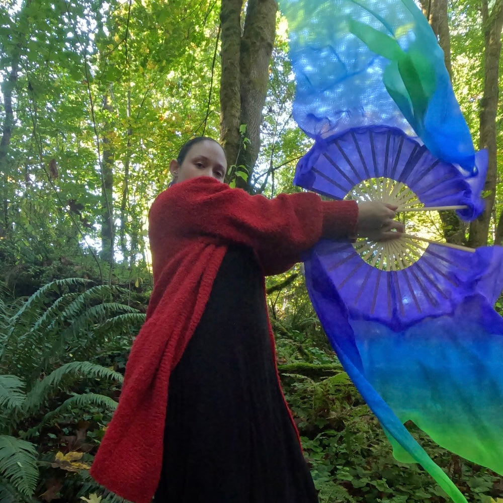 Vibrant Peacock Silk Fans