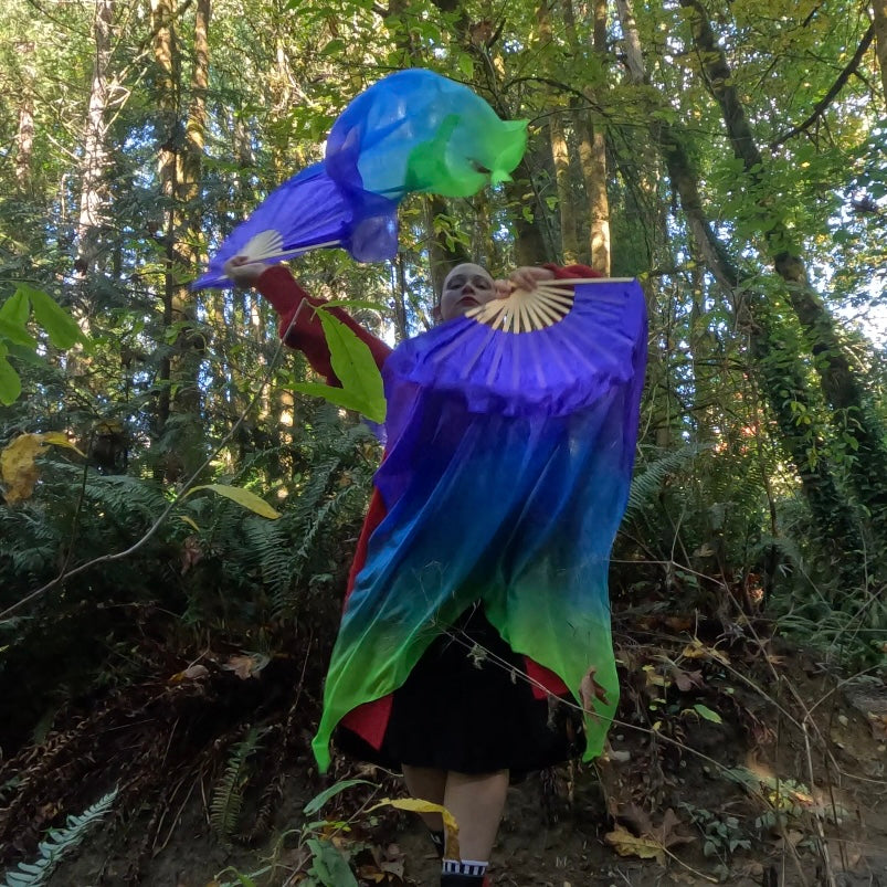 Vibrant Peacock Silk Fans