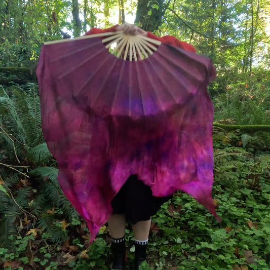 Raspberry Marble XL Silk Fan