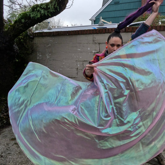 Baby Pink Iridescent Weighted Veil