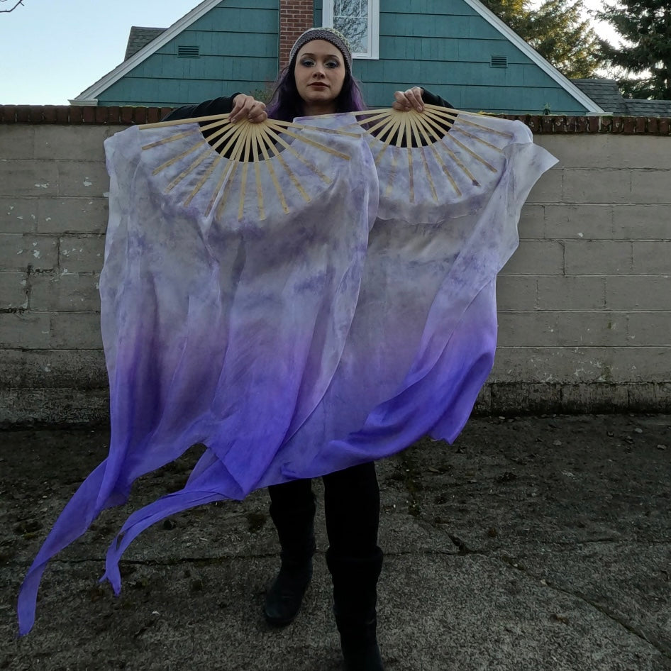 Pastel Purple Silk Fans