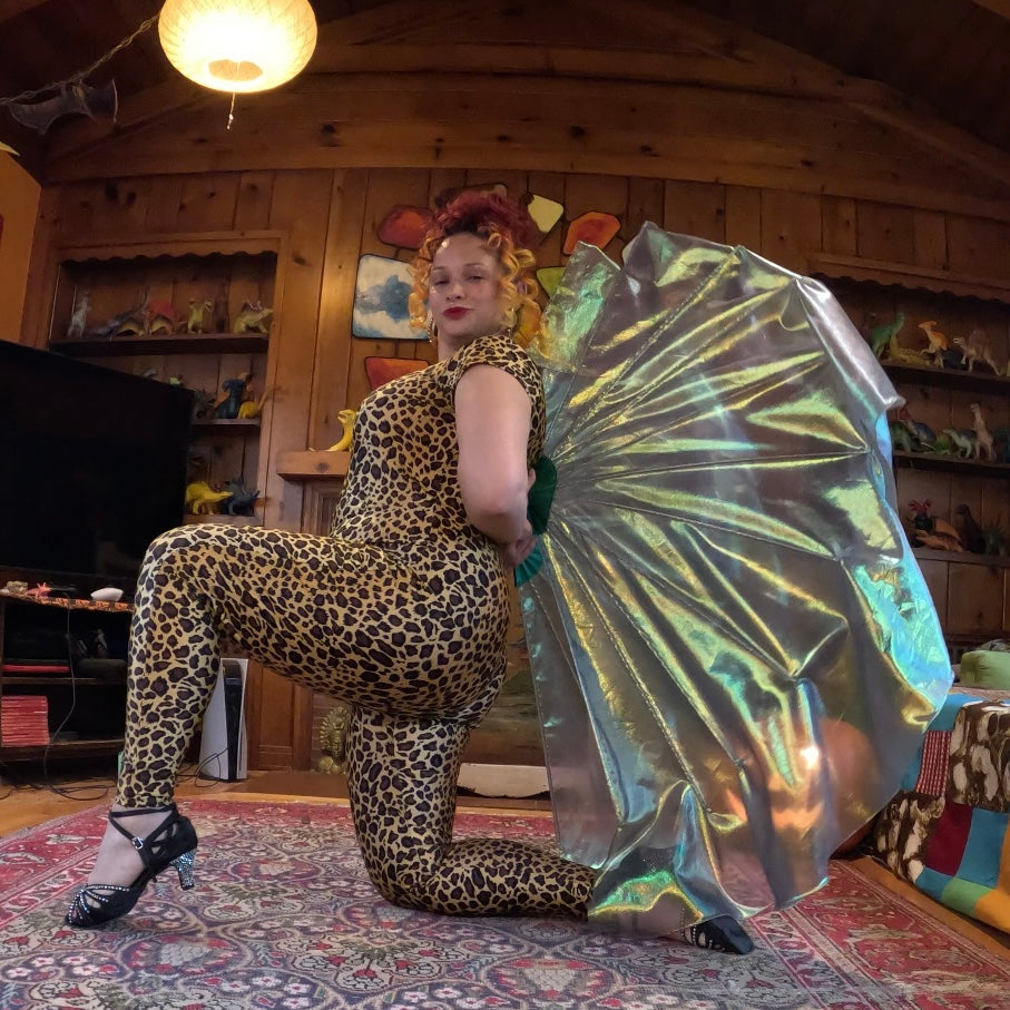 Scarab Iridescent Lamé Fishbone Fans