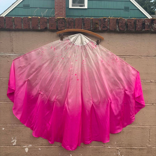 Fuchsia and White Silk Fishbone Fans